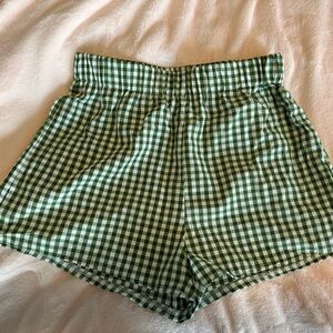 Green Checkered Women's Shorts